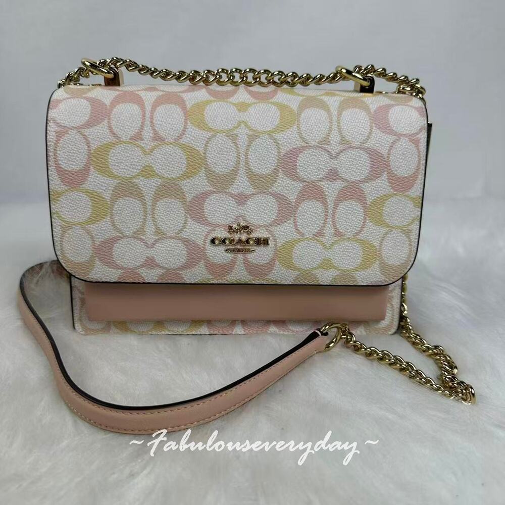 Coach Klare Crossbody Bag In Signature Canvas/Gold/Chalk/Pink CDZ07 NWT